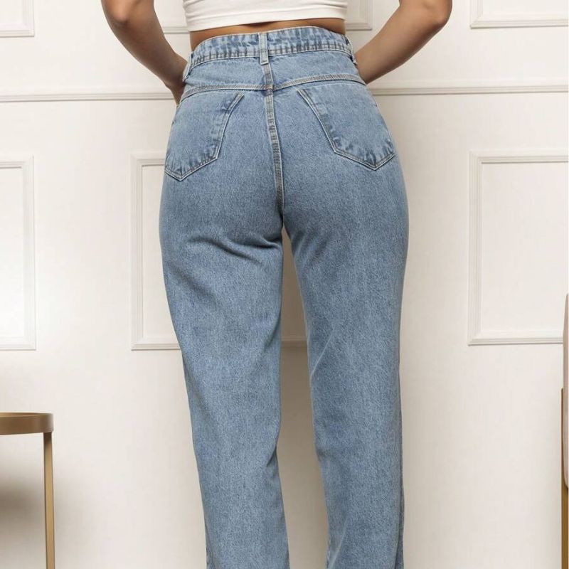 Calça Feminina Jeans Leg Tecido Grosso