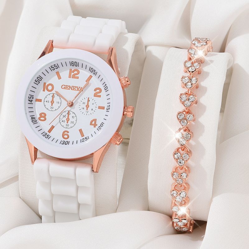 Relógio-Feminino-Branco-Pulseira-Silicone-Fashion-Iris 